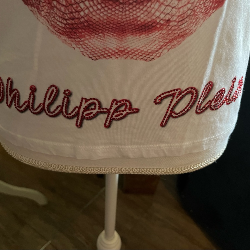 Authentic Philipp Plein 'Skull & Flowers' Studded Couture Tee - Picture 8 of 11